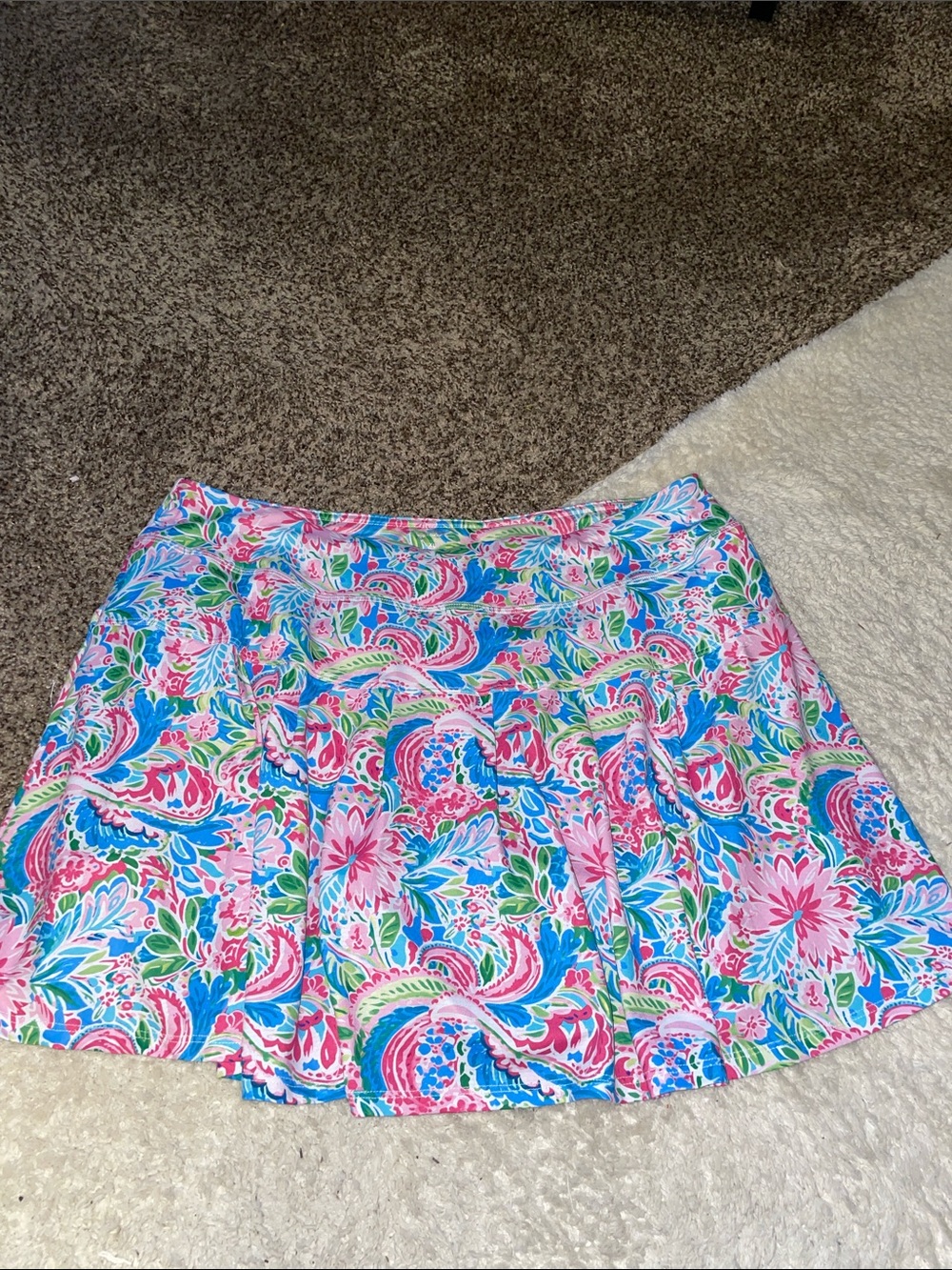 Floral Pink & Blue Tiered A-Line Skort!